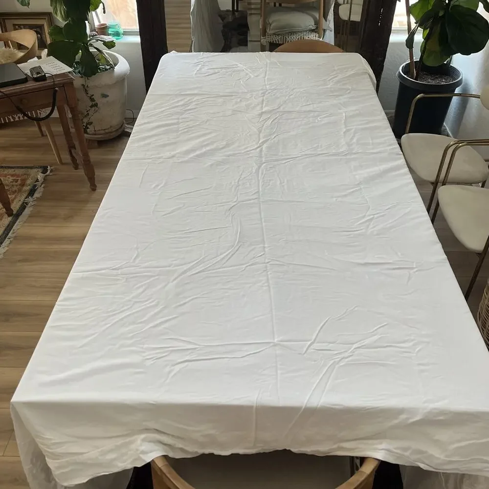 Pottery Barn Cal. King White Duvet Cover Lyocell Linen Button Closure